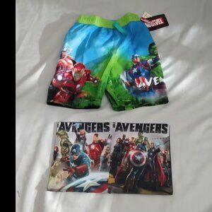 boys size 5/6 Marvel Avengers Swim Trunks + fabric stretchable book cover